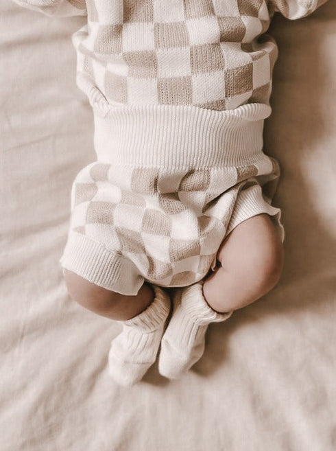 checkered-jacquard-bloomers Luna and Luca Newborn Baby Clothes